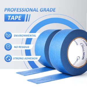 SEBETOW 10 Rolls Painters Tape 2 inch Bulk Painter Tape Blue Wide Roll, Blue Masking Tape, 2 Inches x 55 Yards for General Purpose Wall Painting, Home Improvement