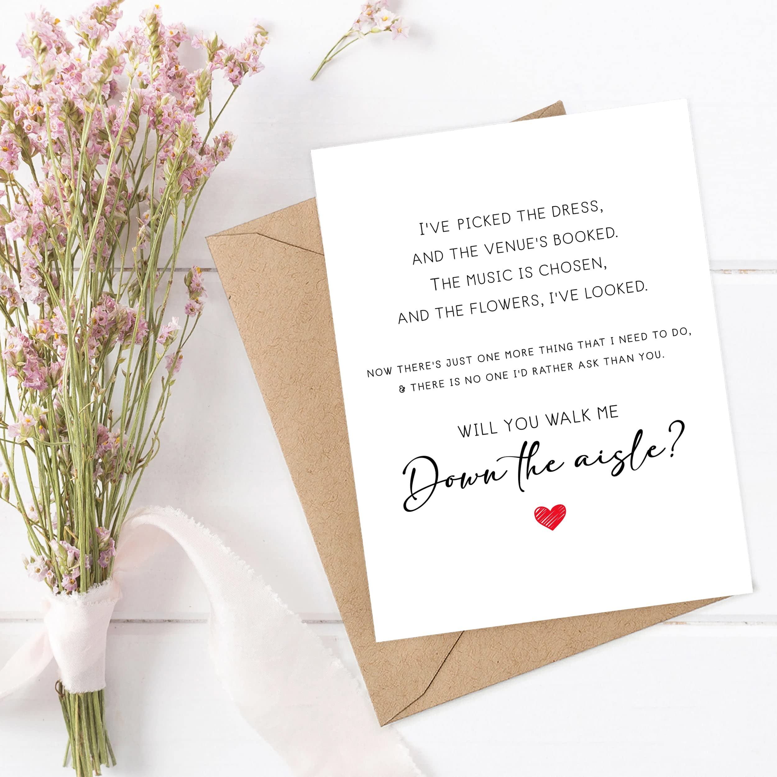 Will You Walk Me Down The Aisle - Proposal Note Card - No One I'd Rather Ask Poem - Gift From Bride 1