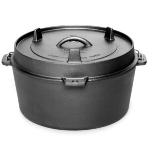 EDGING CASTING Pre-Seasoned Cast Iron Camping Dutch Ovens, Outdoor Camping Dutch Oven Pot with Lid Tripod, 6 Quart