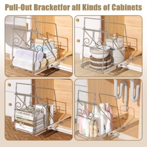 facertuey Pull Out Trash Can Under Cabinet,Cabinet Trash Can Roll-Out Sliding Rack,Adjustable Slide Out Shelf for Waste Can Under Kitchen Sink,Trash Can Not Included