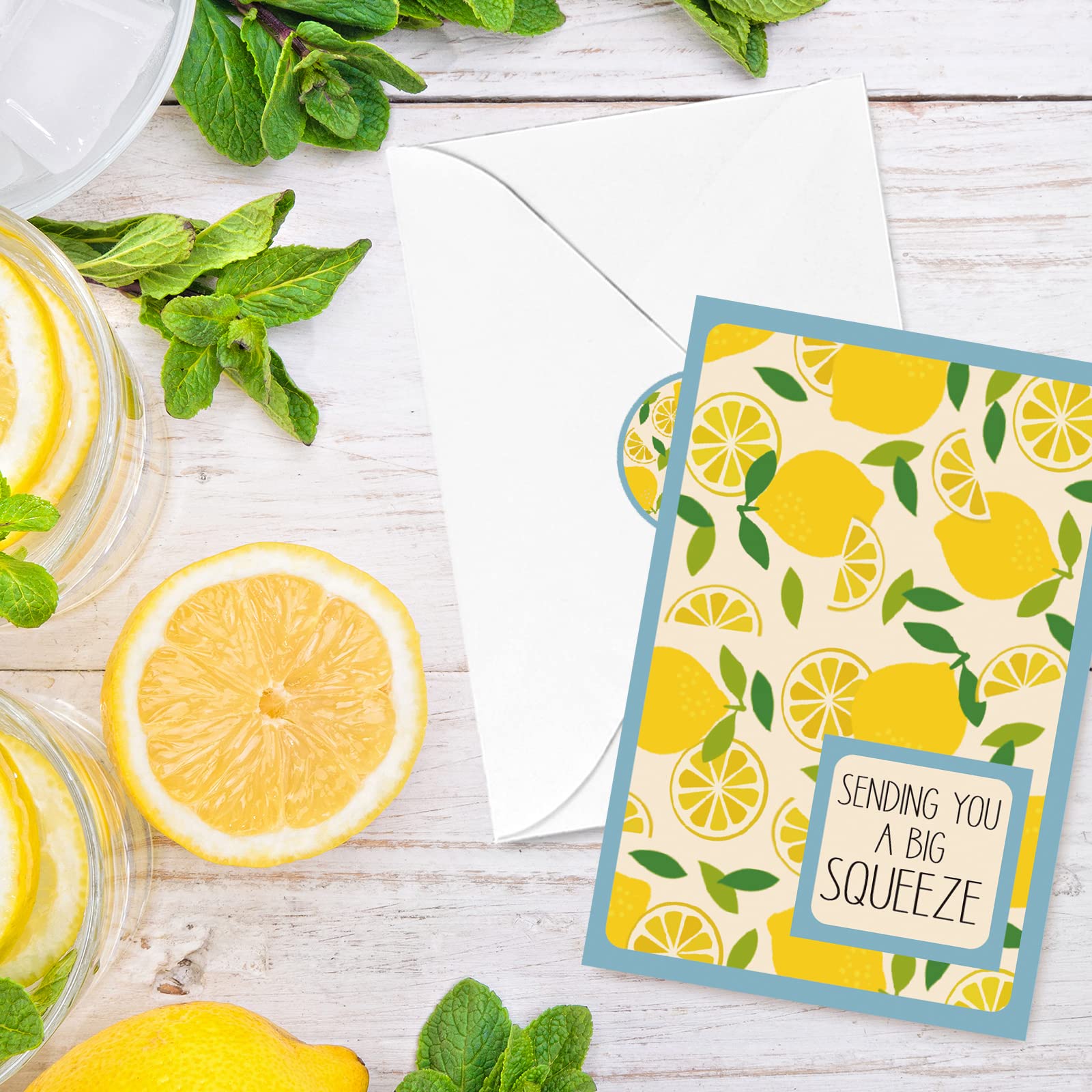 Whaline 36 Pack Lemon Greeting Cards Bulk Sending You A Big Squeeze Note Cards with Envelopes Matching Seal Stickers 6 Color Blank Cards for Spring Summer Bridal Baby Shower Birthday Party