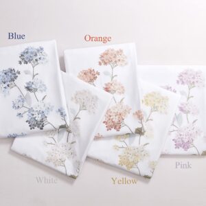 Melange Home Cotton Floral Embroidery Duvet Set, King, Blue Stitching on White