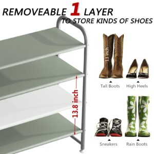 INGIORDAR Shoe Rack 4 Tier Long Storage Organizer Wide Metal Shoe Shelf for Closet Entryway Grey