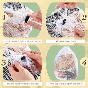 Mesh Laundry Bags with Drawstring 20 x 24'' Machine Washable White Laundry Mesh Bag Sturdy Large Net Laundry Wash Bag for Dormitory College Apartment Travelling Camping（20 Pcs ）