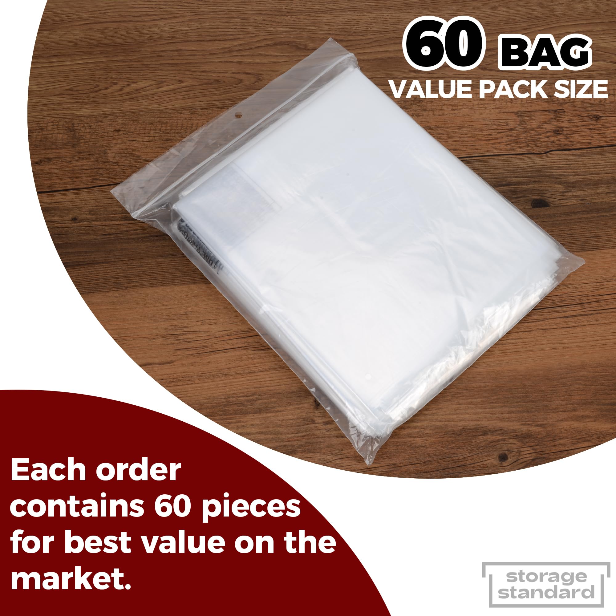 60-Pack Extra Long Dry Cleaning Bags for Clothes 72-Inch Long - Clear Plastic Garment Bags for Hanging Clothes, Dry Cleaner Plastic Clothing Cover for Suits, Gowns, Coat, Dance Costumes & Long Dresses