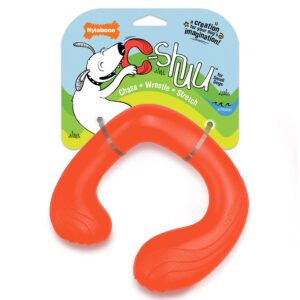 nylabone c-shuu interactive dog toy for small dogs – lightweight squishy dog chase toy for creative play & dog exercise