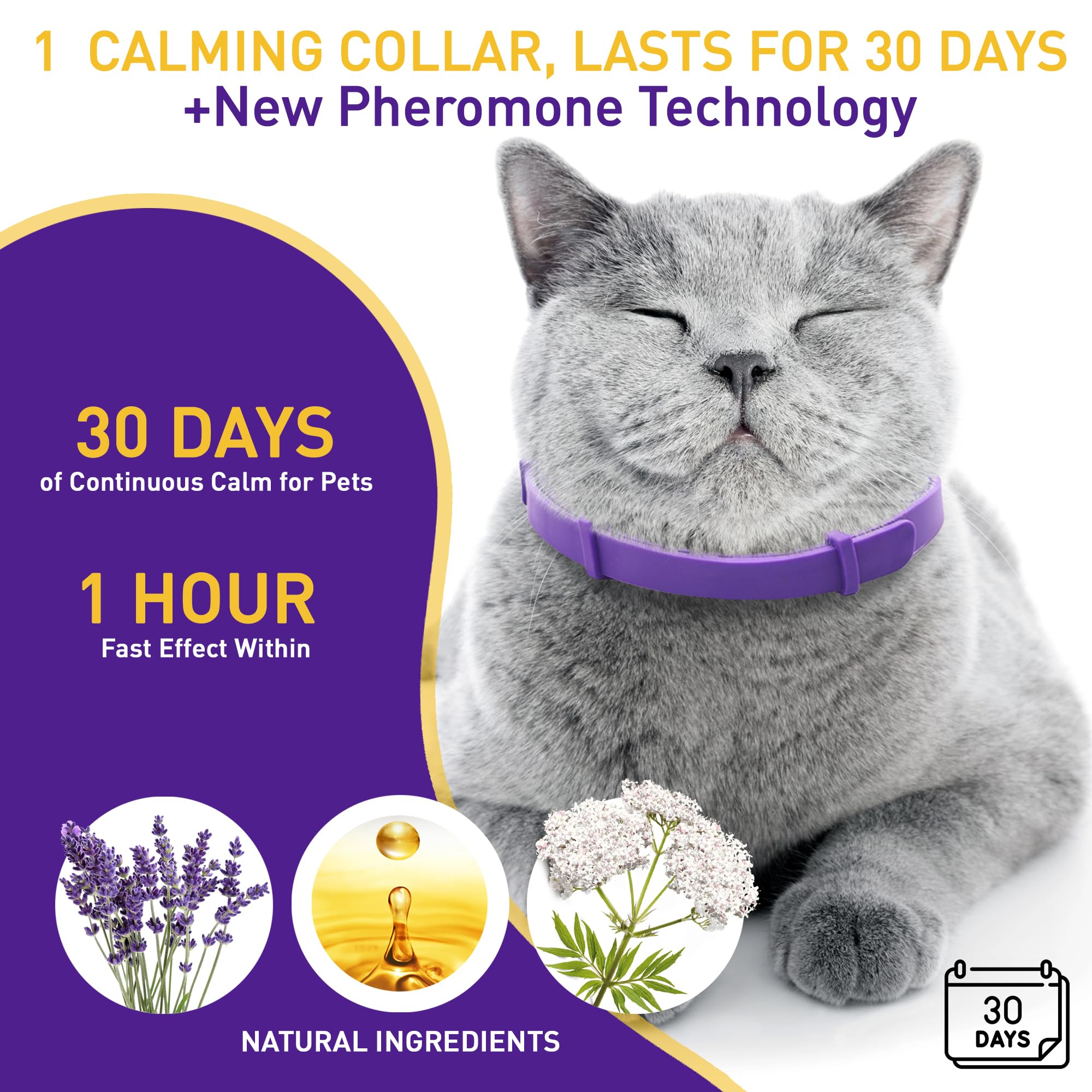 PetAtlas 4 Pack Calming Collar for Cats – Pheromone Cat Calming Collar Cat Anxiety Relief and Stress – Adjustable Water Resistant Breakaway Calming Collars Natural Ingredients Pheromones Rapid Effect