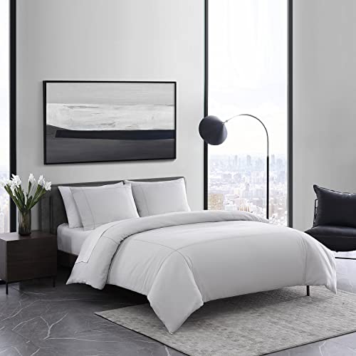 Vera Wang- King Duvet Cover Set, Reversible Cotton Bedding Set with Matching Shams, Designer Home Décor (Simple Dot Grey, King)