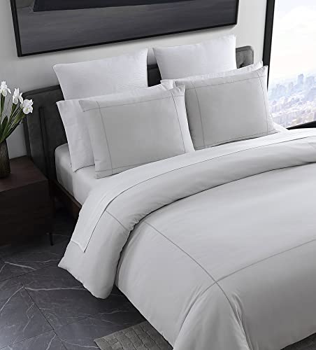 Vera Wang- King Duvet Cover Set, Reversible Cotton Bedding Set with Matching Shams, Designer Home Décor (Simple Dot Grey, King)