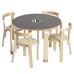 ecr4kids bentwood chalkboard table and chair set, kids furniture, natural, 5-piece