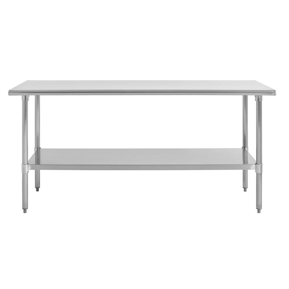 Kratos Commercial Worktable, Stainless Steel Kitchen Prep Table 24"Dx72"W with Undershelf, NSF, 16ga/430SS (28W-100)