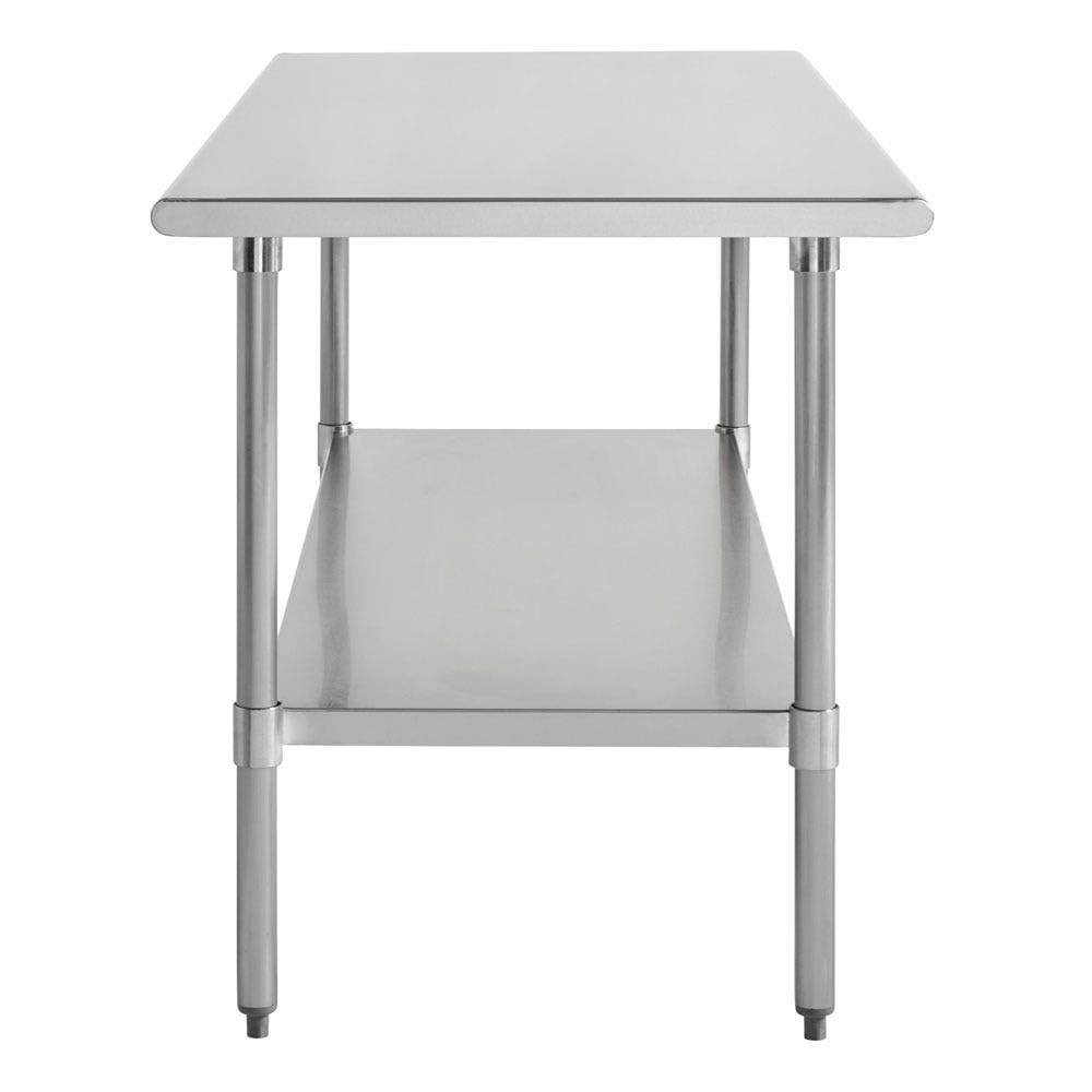 Kratos Commercial Worktable, Stainless Steel Kitchen Prep Table 24"Dx72"W with Undershelf, NSF, 16ga/430SS (28W-100)