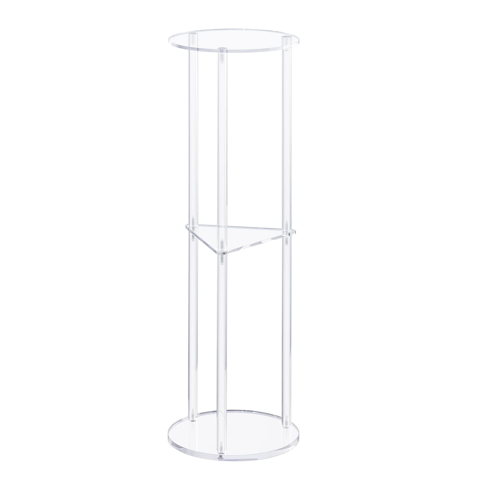 HMYHUM Acrylic Drink Table for Small Spaces, Martini Table for Living Room, Small Drink Side Table, 3 Tiers, Round, Modern, 8" L x 8" W x 26" H, Clear