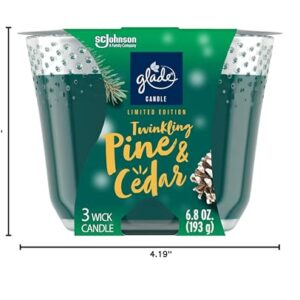 Glade Candle Twinkling Pine & Cedar, Fragrance Candle Infused with Essential Oils, Air Freshener Candle, 3-Wick Candle, 6.8 Oz