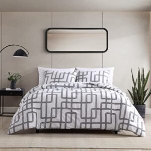 city scene- twin duvet cover set, cozy reversible bedding set with matching sham(s), modern home décor (mainline white, twin)