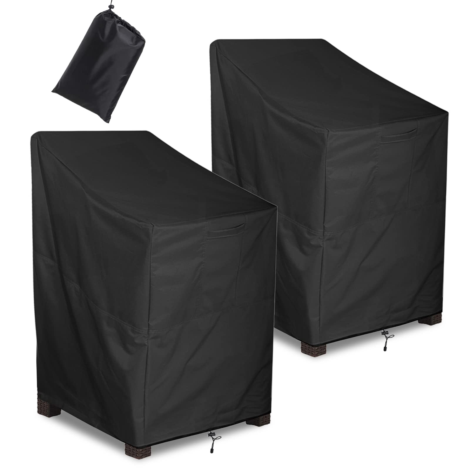 ALSTER Outdoor Chair Covers 2 Pack, Patio Chair Covers(33" L x 34" W x 31" H), Durable and Waterproof Black Furniture Covers for Lounge Deep Seat, Rain Snow Dust Wind-Proof