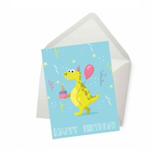 t-rex birthday card, tyrannosaurus rex birthday, dinosaur birthday card, birthday cards for kids, kids birthday card, birthday cards kids, dinosaur birthday (5 inches by 7 inches)