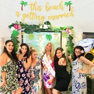 Sursurprise Beach Bachelorette Party Decorations, This Beach Is Getting Married Banner Garland Bride To Be Sash, Summer Hawaiian Tropical Flamingo Bach Party Supplies