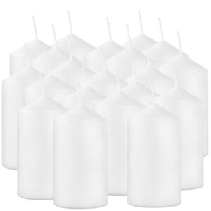 2x4 high white pillar candles, set of 20, unscented. bulk buy. ideal for wedding, emergency lanterns, spa, aromatherapy, party