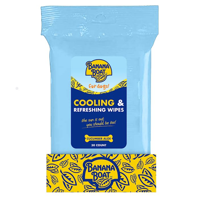 Banana Boat Dog Wipes – Cooling and Refreshing Dog Grooming Wipes, Multi-Purpose Deodorizing Dog Cleaning Wipes, Quick Easy Use Dog Wipes for Paws and Butt, Use as Dog Bath Wipes, Puppy Wipes, 50ct