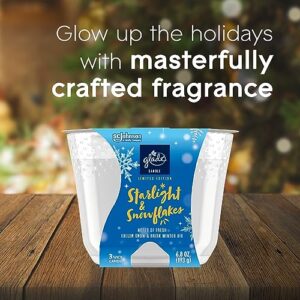 Glade Candle Starlight & Snowflakes, Fragrance Candle Infused with Essential Oils, Air Freshener Candle, 3-Wick Candle, 6.8 Oz