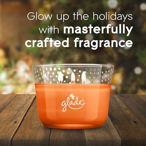 Glade Candle Golden Pumpkin & Spice, Fragrance Candle Infused with Essential Oils, Air Freshener Candle, 3-Wick Candle, 6.8 Oz