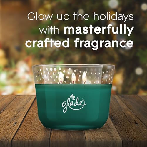 Glade Candle Twinkling Pine & Cedar, Fragrance Candle Infused with Essential Oils, Air Freshener Candle, 3-Wick Candle, 6.8 Oz