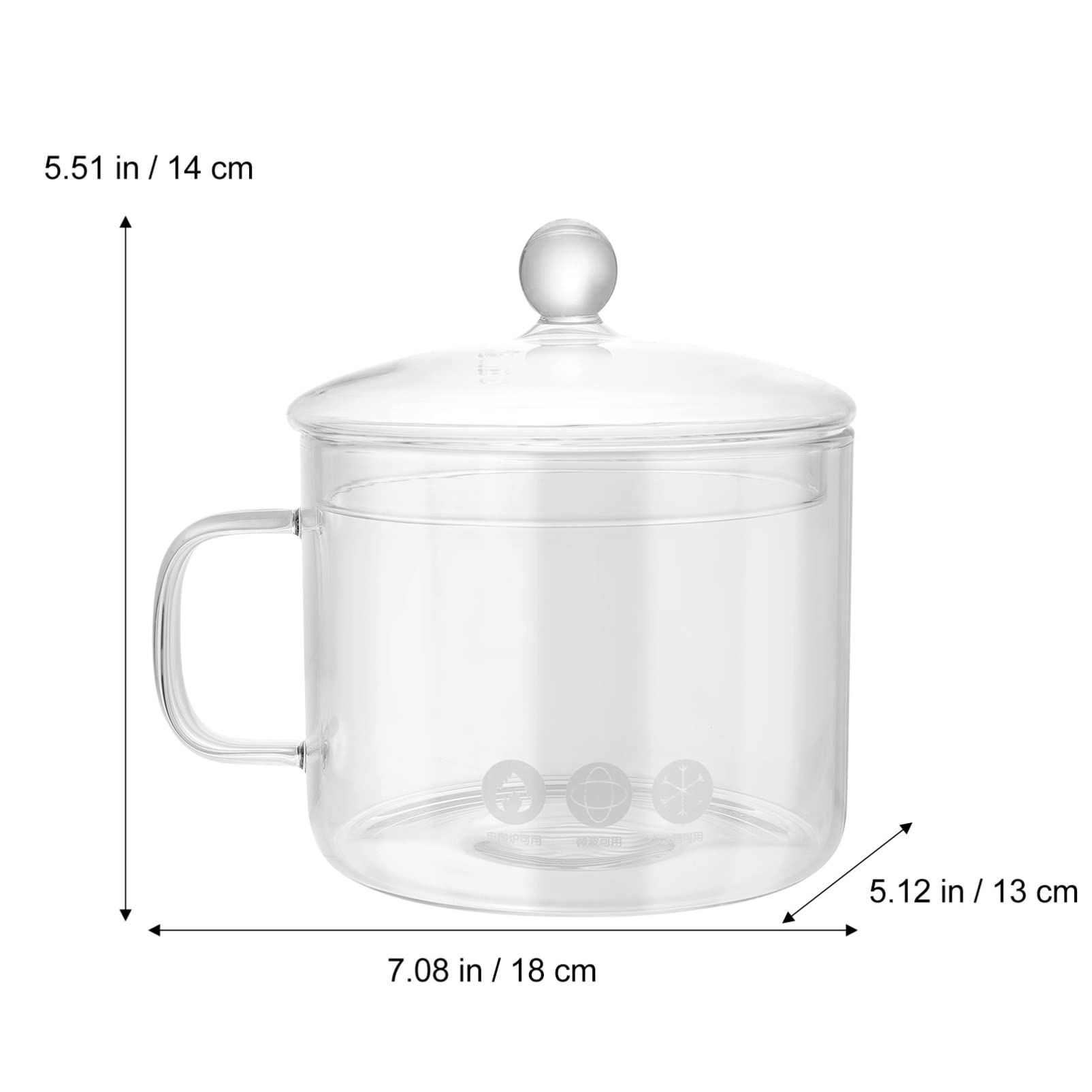 DOITOOL Glass Saucepan with Cover, Clear for Cooking on Stove, Glass Cooking Saucepan with Side Handle for Pasta Noodle, Soup, Milk, Tea (18x13x14.5cm)