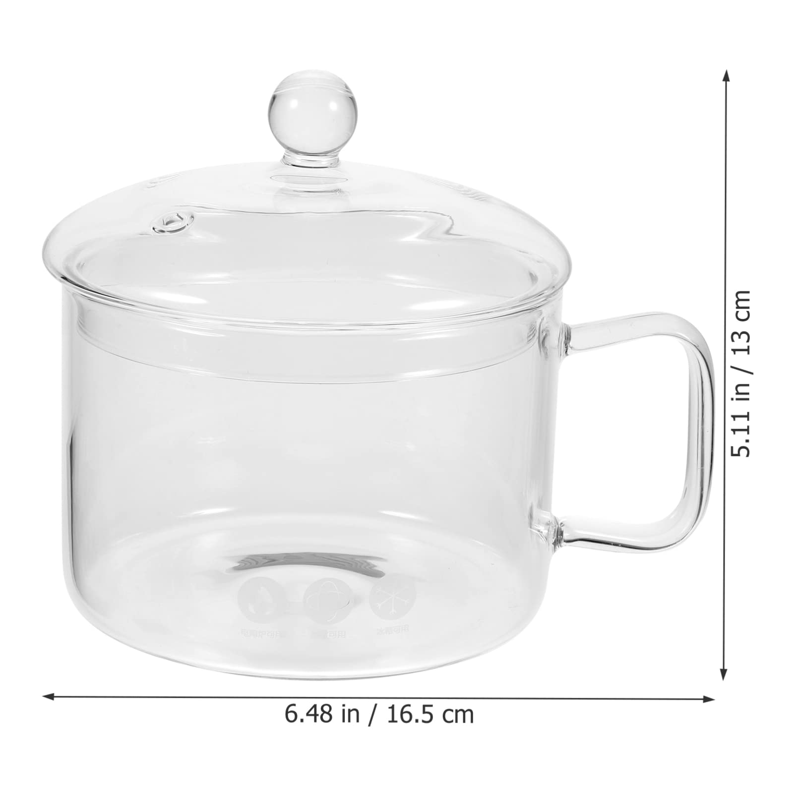 DOITOOL Glass Saucepan with Cover, Clear for Cooking on Stove, Glass Cooking Saucepan with Side Handle for Pasta Noodle, Soup, Milk, Tea (15x13x16cm)