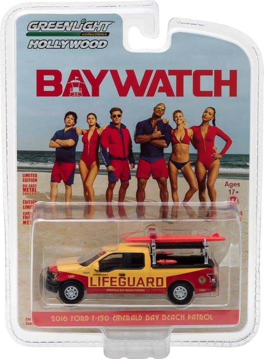 Greenlight Hollywood 44760-F Baywatch - 2016 F-150 Emerald Bay Beach Patrol 1/64 Scale Diecast