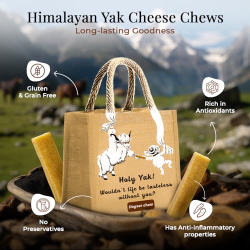 Dogsee Himalayan Yak Cheese Dental Chews for Dogs Bulk Pack 2lb (Medium - 12 Chews) | 100% Natural | Keep Dogs Busy for Long | Healthy Yak Chews