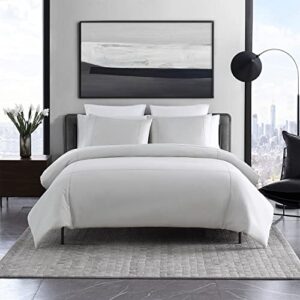 vera wang- king duvet cover set, reversible cotton bedding set with matching shams, designer home décor (simple dot grey, king)