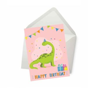 brontosaurus birthday card, dinosaur birthday card, birthday cards for kids, kids birthday card, dinosaur greeting cards, birthday cards kids, dinosaur birthday (5 inches by 7 inches)