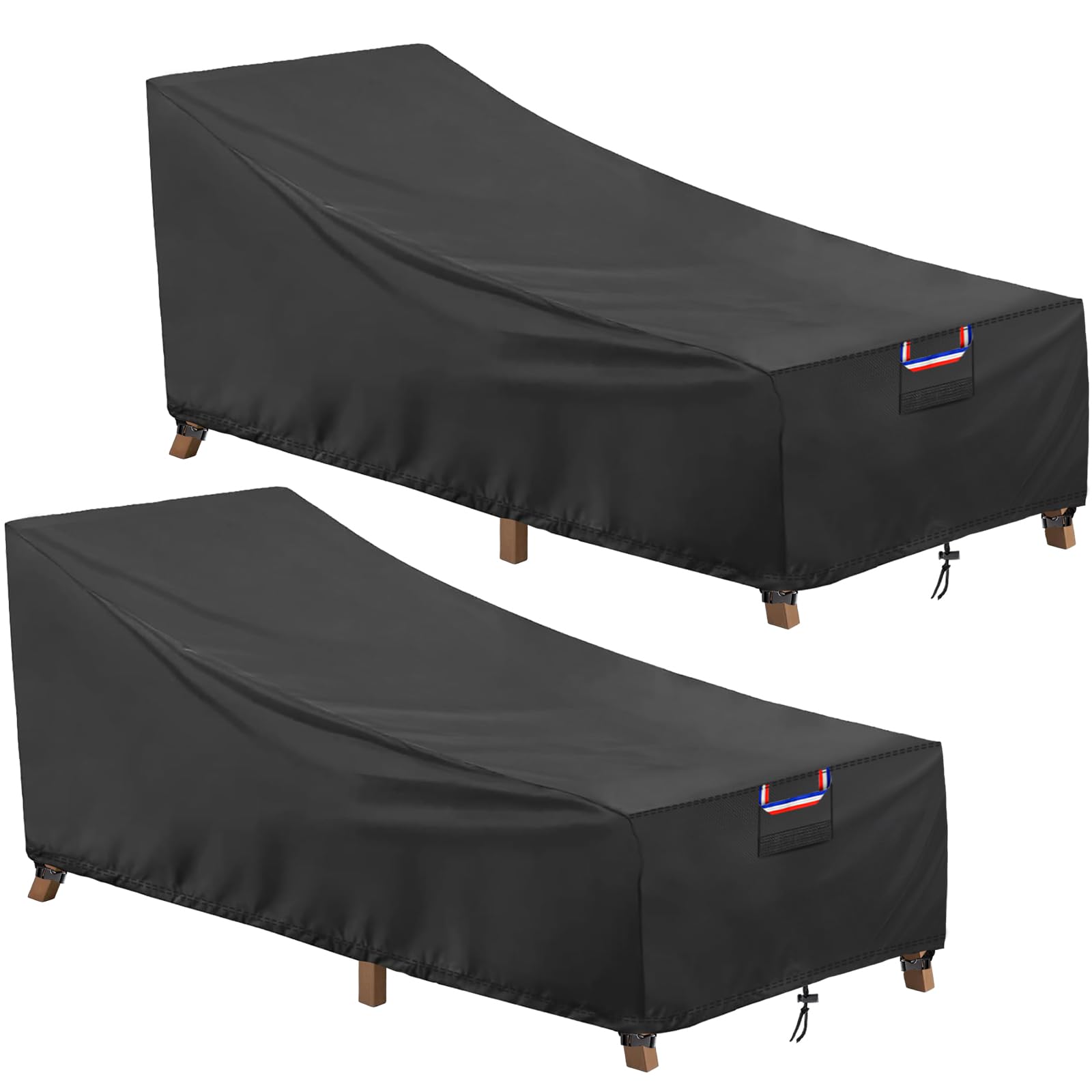 Outdoor Chaise Lounge Covers, Waterproof Patio Chaise Lounge Covers, Windproof Patio Furniture Cover with Air Vent for Poolside Beach, 2 Pack-68L x 30W x 30H inch