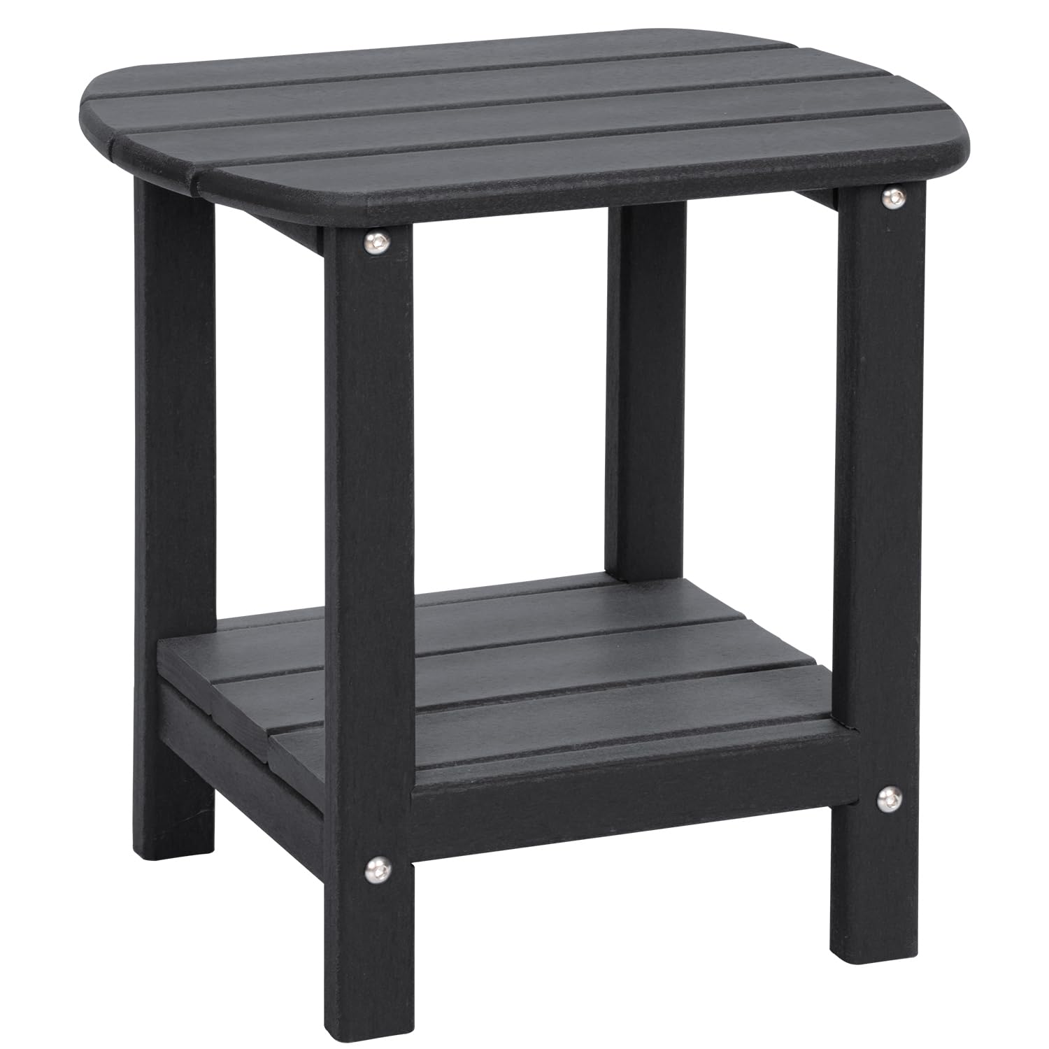 LOENIY Outdoor Side Table 2 -Tier Adirondack Table HDPE Patio Side Table Weather Resistant End Table Small Outdoor Table (Black)