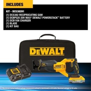 DEWALT 20V MAX Reciprocating Saw, Cordless, Battery and Charger Included (DCS382H1)