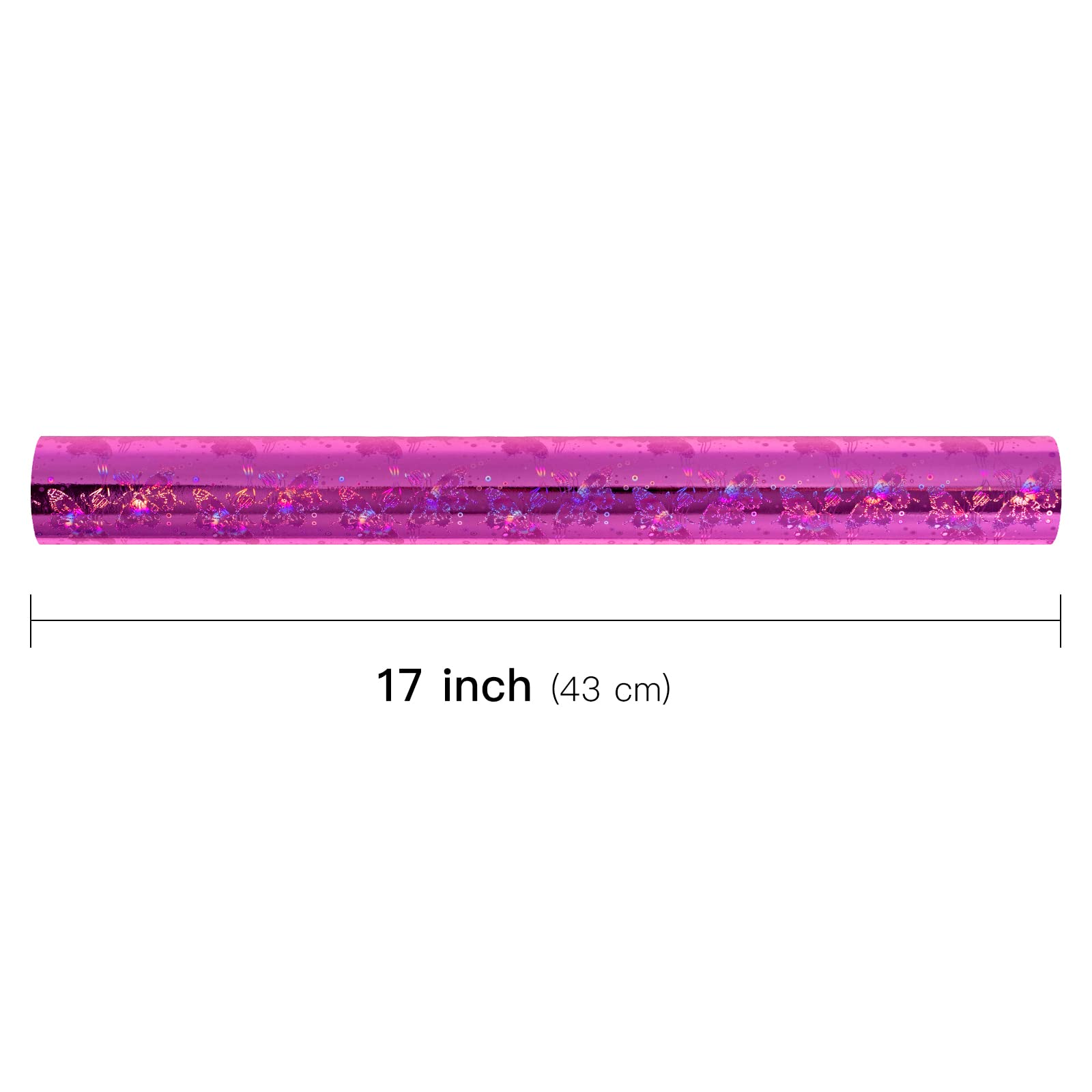 LeZakaa Pink Holographic Wrapping Paper - Mini Roll - Butterfly Print for Birthday, Holiday - 17 inches x 32.8 Feet (46.5 sq.ft.)