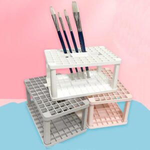 2 Packs 72 Holes Paint Brush Holder&Pencil Organizer&Holding Rack for Pens Paint Brushes Eyeliner&Eyebrow Pencils (Pink)