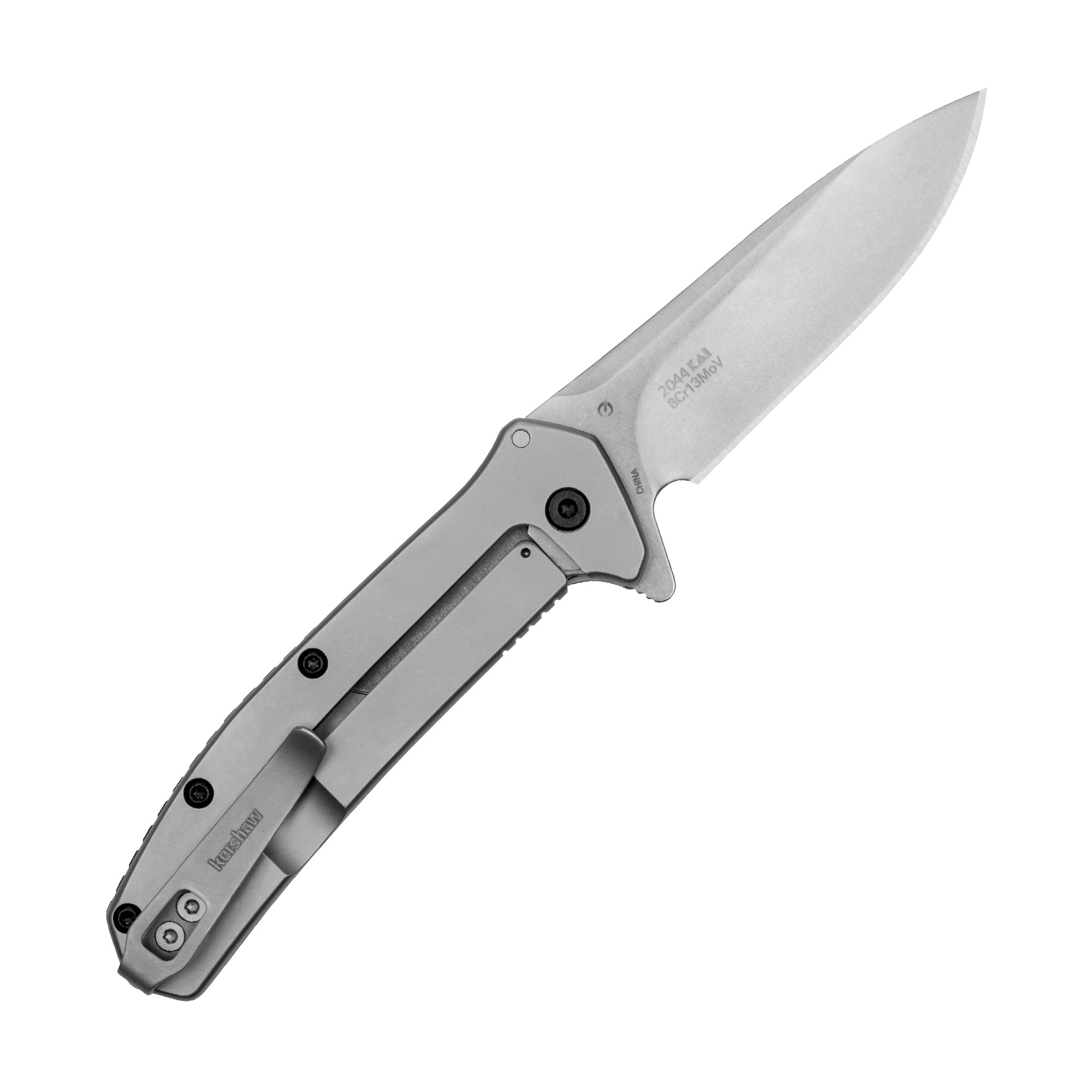 Kershaw Outcome Pocket Knife, 2.8 inch Stainless Steel Blade, Stonewashed Finish, Pocketclip,BLACK