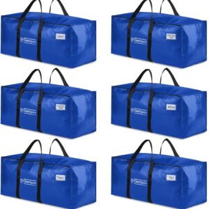 ClearSpace Heavy Duty Moving Bags or Storage Bag – Large Moving Boxes with Backpack Straps, Zippers & Handles – Perfect for Moving, College Dorm, Traveling, Camping, Christmas Decorations, 6 Pack