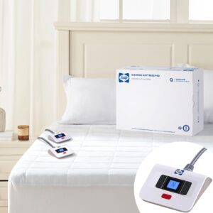 sealy electric mattress pad queen size, 10 heating settings heated mattress pad, bed warmer with dual controller & auto off 1-12 hours, fit up to 17 inch, machine washable, 60"x80"