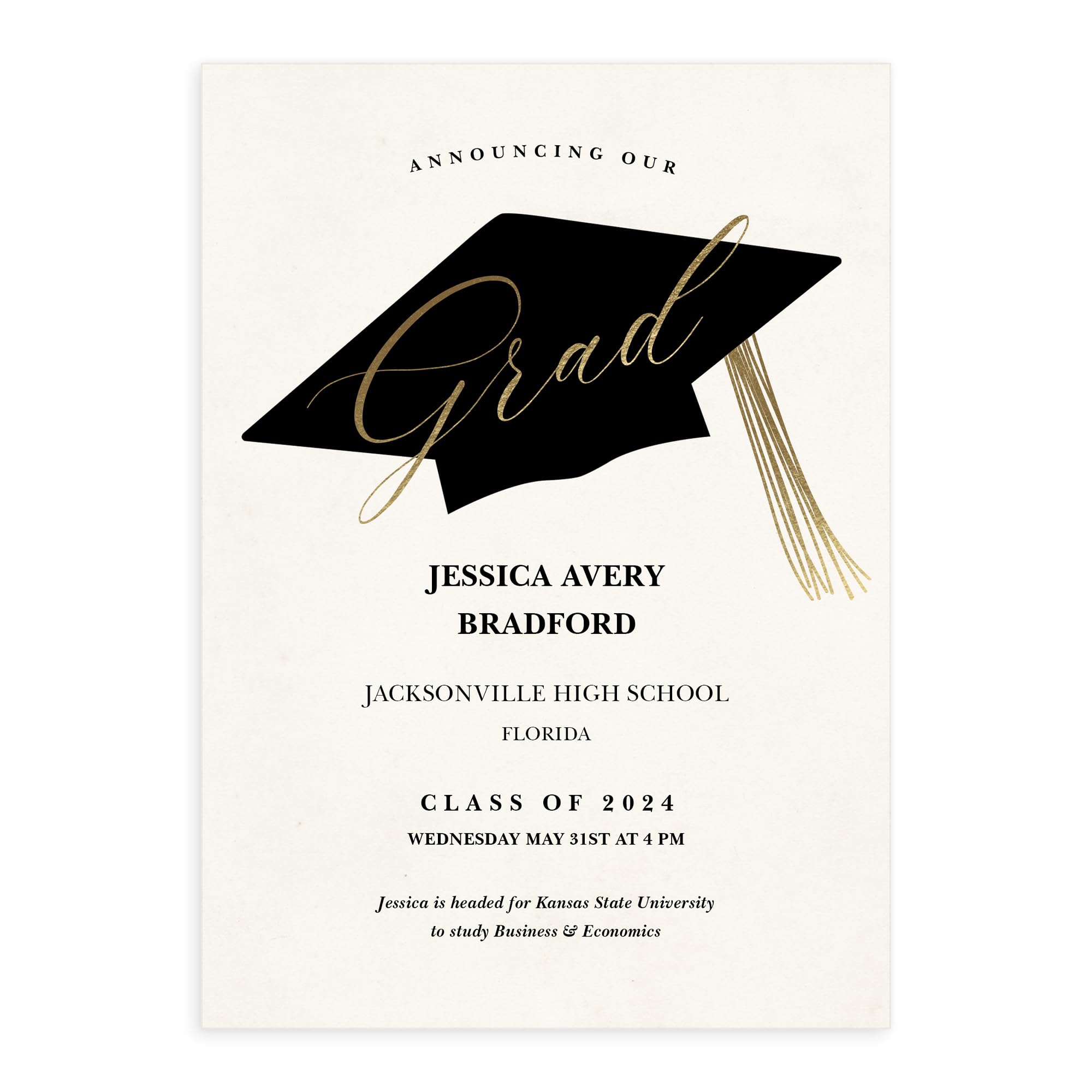 Let's Make Memories Personalized Parchment + Cap Graduation Card 5x7 Premium Quality (Custom Announcements & White Envelopes) - 15 ct