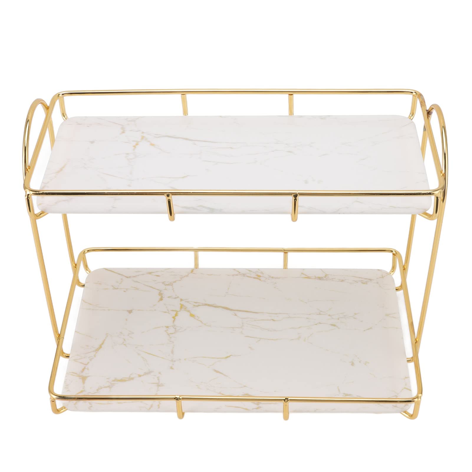 Hilitand 2 Tier Cosmetic Organizer Large Capacity Bathroom Countertop Rack Waterproof Gold Metal Storage Shelf Rack for Bathroom Kitchen Bedroom