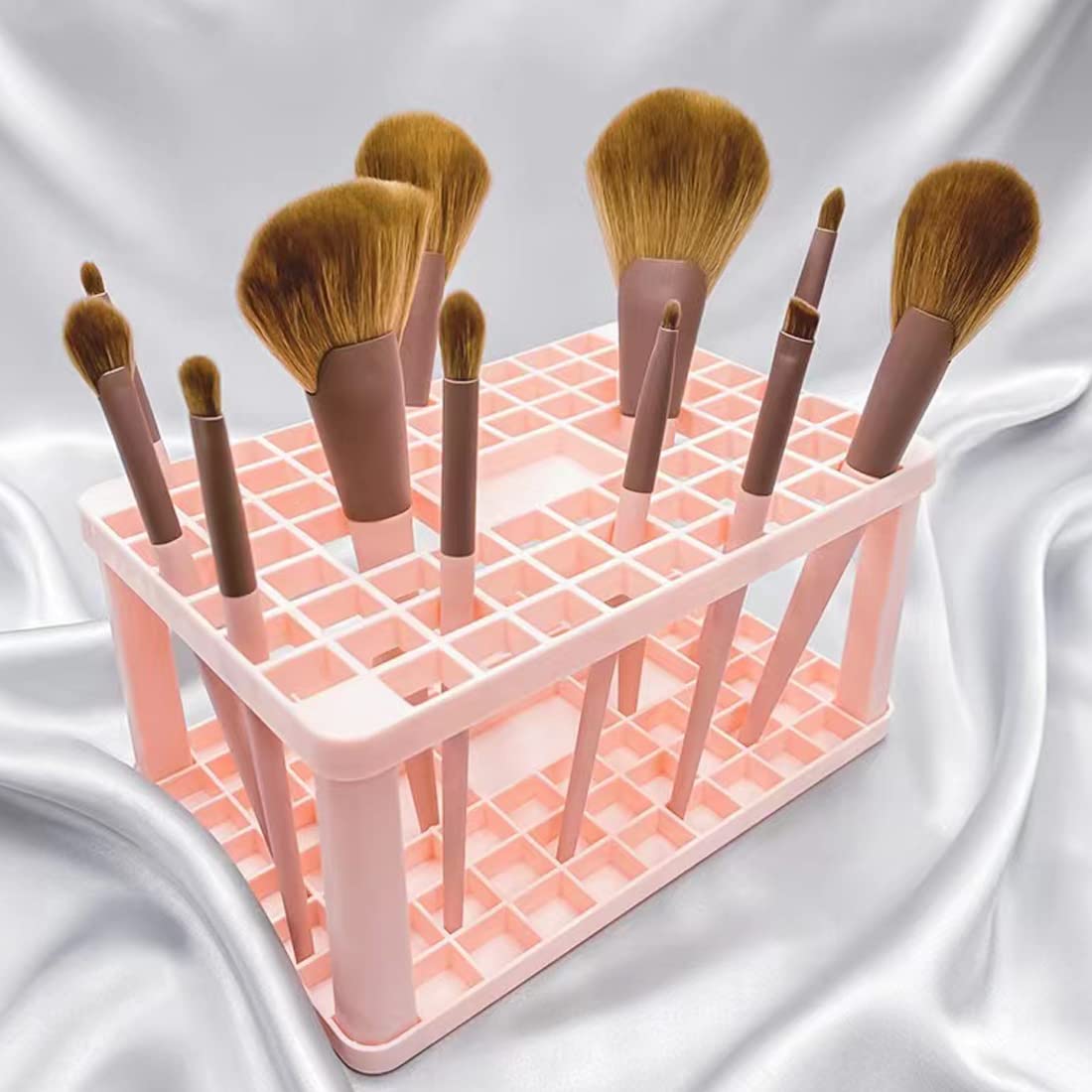 2 Packs 72 Holes Paint Brush Holder&Pencil Organizer&Holding Rack for Pens Paint Brushes Eyeliner&Eyebrow Pencils (Pink)