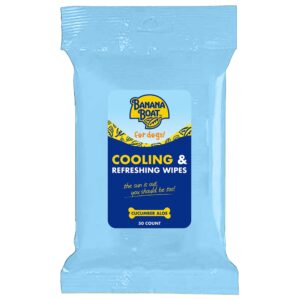 banana boat dog wipes – cooling and refreshing dog grooming wipes, multi-purpose deodorizing dog cleaning wipes, quick easy use dog wipes for paws and butt, use as dog bath wipes, puppy wipes, 50ct