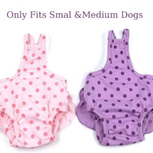 2 Pieces Washable Female Diapers with Suspender Comfort Reusable Doggy Diapers Reusable Puppy Sanitary Panties Dog Underwear Diaper for Small Girl Dogs in Period Heat (Pink&Purple, 3XL)