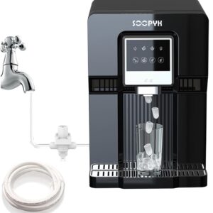 SOOPYK Countertop Bottleless Ice Maker Machine Water Dispenser with Water line Bullet Ice Cubes 18 lbs in 24 hrs for Home Office (without HOT WATER OR FILTER)