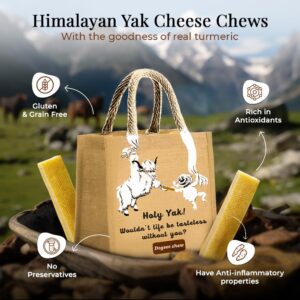 Dogsee Turmeric Flavor Himalayan Yak Cheese Dental Chews for Dogs Bulk Pack 2lb (Medium - 12 Chews) | Help Alleviate Joint Pain | Keep Dogs Busy for Long | Healthy Yak Chews