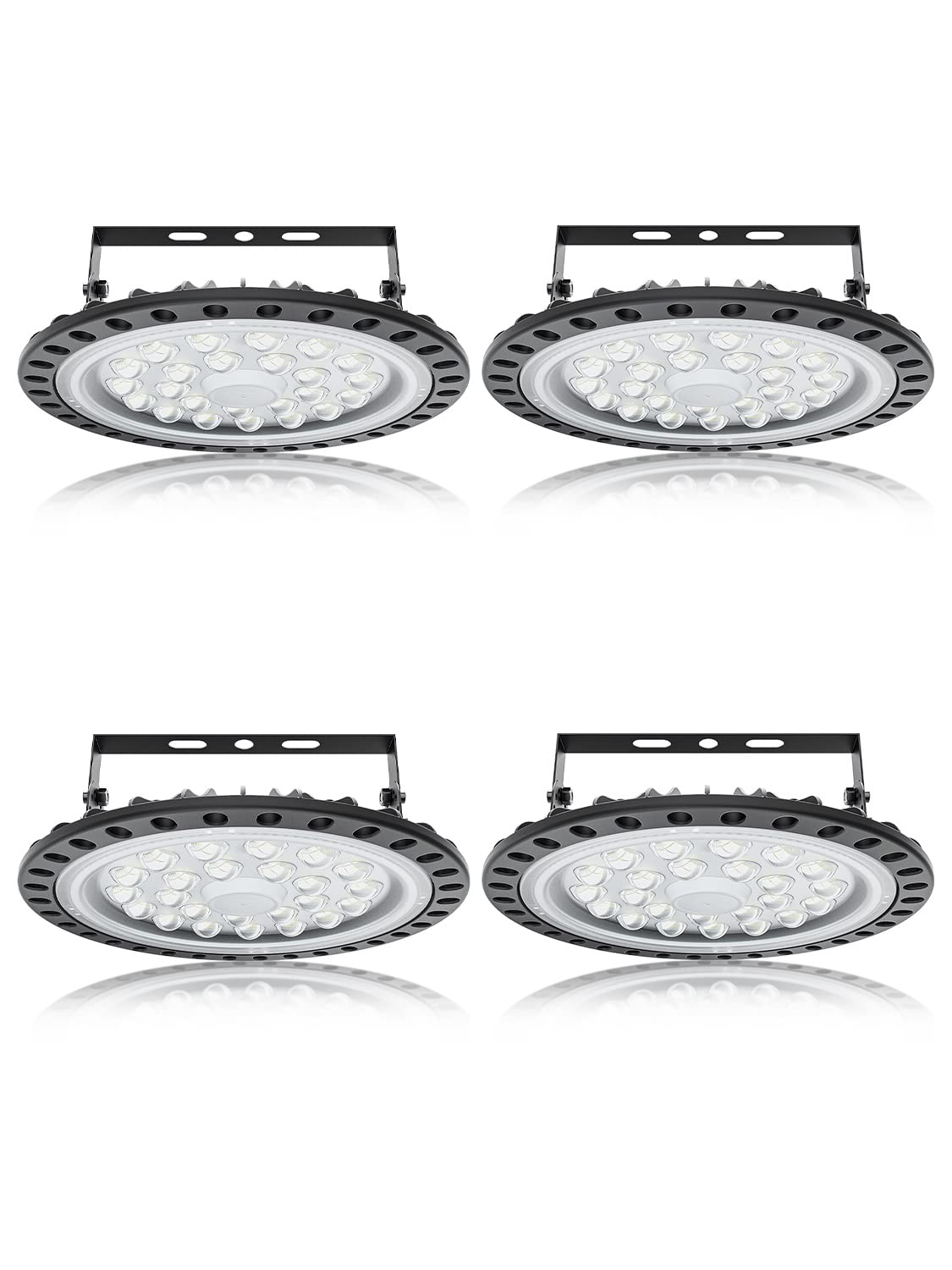 4 Pack LED High Bay Light|100W 10000LM UFO LED High Bay Light|6500K Daylight LED Shop Light|IP65 Waterproof LED Commercial Warehouse Area Light|LED Garage Light for Garage Gym Factory Warehouse