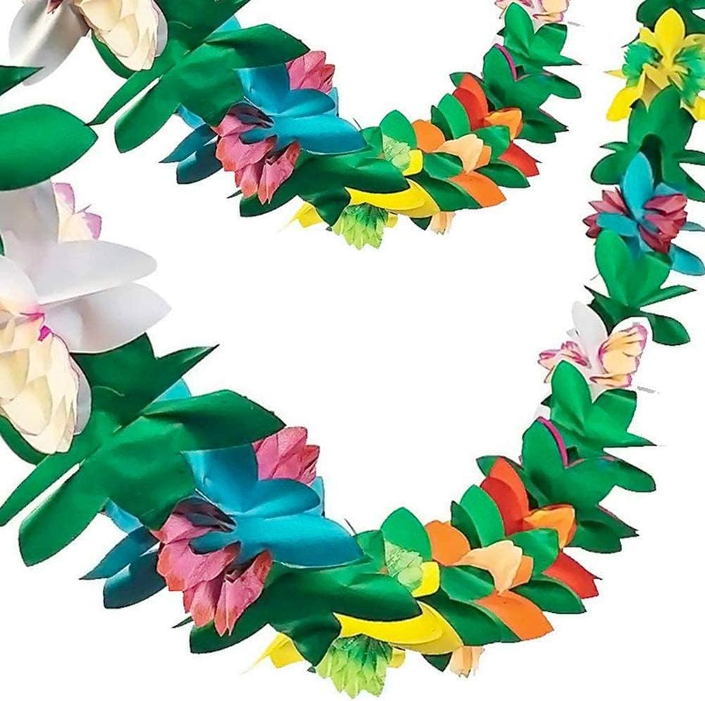 DomeStar 6 Packs Tropical Flower Garlands, Tissue Flower Banner Hibiscus Garland Hanging Party Decorations for Hawaiian Luau Party Beach Birthday Baby Shower Wedding